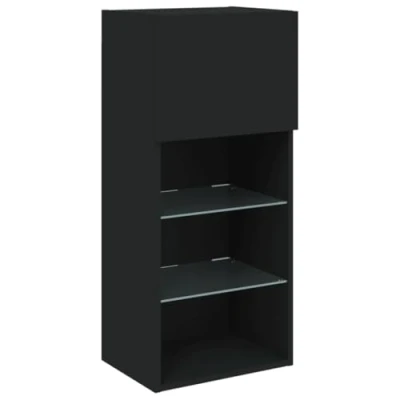 Abbildung von vidaXL TV Schrank, Fernsehschrank mit LED Leuchten, Lowboard HiFi Schrank viel Stauraum, Wandmontage Fernsehtisch Möbel, Schwarz