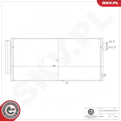 Abbildung von ESEN SKV 86SKV207 Klimakondensator mit Trockner Aluminium 668mm FIAT: 500L, Tipo Kombi
