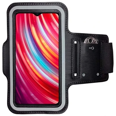 Abbildung von CoverKingz Sportarmband für Xiaomi Redmi Note 8 Pro Armtasche mit Schlüsselfach Oberarm Halterung Sport Laufarmband Handy Armband Schwarz