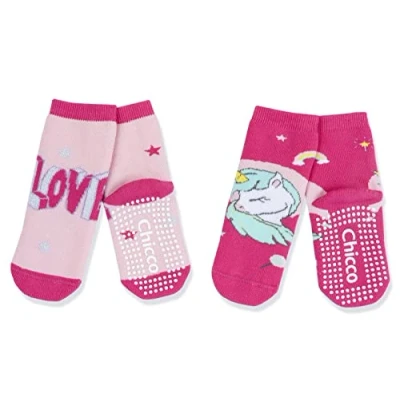 Abbildung von Chicco Set Socken Anti Rutsch Stoppersocken, Unisex Kinder, Rose, 2 3 jahre (pack of 2)