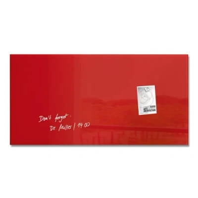 Abbildung von SIGEL GL147 Premium Glas Whiteboard 91x46 cm rot hochglänzend, SGS geprüft, einfache Montage, Magnettafel Artverum