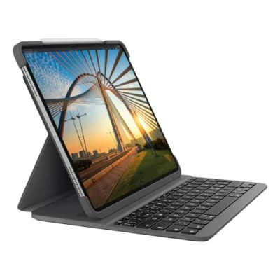 Abbildung von Logitech Slim Folio Pro Tastatur für iPad 12,9 Zoll (3. und 4. Generation) (Modell: A1876, A1895, A1983, A2014) Skandinavisch QWERTY Layout Graphit 【Bulkversion ohne Verpackung】