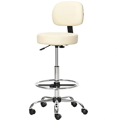Abbildung von Barhocker Arbeitshocker Höheverstellbarer Drehstuhl mit Lehne PU Leder 56 x 57 104 127 cm