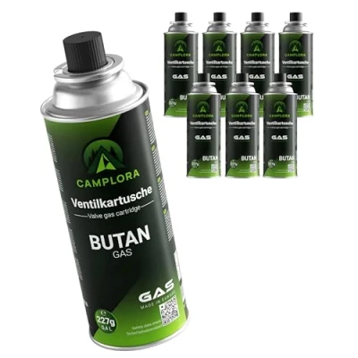 Abbildung von CAMPLORA 8x 227g Butan Gaskartuschen mit MSF 1a Ventil für Grill, Campingkocher, Gasheizung, Gaskocher, camping gas, gaskartusche, 227g, Gasflasche butane gas cartridges