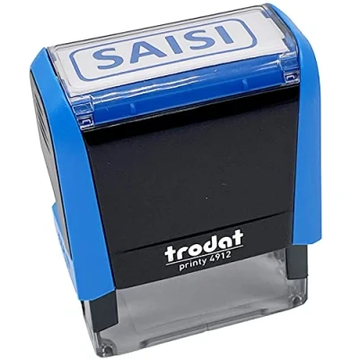 Abbildung von Trodat X Print 43517 &quot;vor dem&quot; einem Auto, Kautschuk, Blau