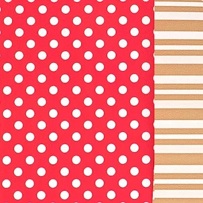 Abbildung von Star Geschenkpapier, Geschenkpapier beidseitig Punkte / Streifen 70cm x 2m Rolle rot gold