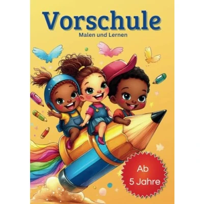 Abbildung von Vorschule Malen und Lernen: Kinder ab 5 Jahren Malbuch Lernen Abc Alphabet Übungsheft Schreibübungen Geschenk für