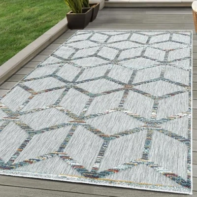 Abbildung von SIMPEX24 Outdoorteppich Skandinavisches Design, Läufer, Höhe: 10 mm, Outdoor Teppich Bunt Skandinavisch Design für Küchen Balkon Terrasse