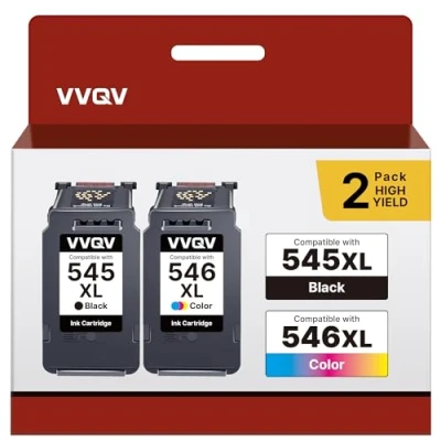 Abbildung von VVQV PG 545 CL 546 XL 545XL 546XL Ersatz für Canon Druckerpatronen Multipack Pixma MX495 TR4550 TS3350 TS3150 TR4551 MG2550s MG2555s TS3151 MG3050 MG2950 TS205(Schwarz, Farbe)