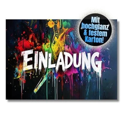 Abbildung von HIDEBLOOM I Graffiti Einladungskarten Kindergeburtstag Junge und Mädchen 12 Stück DIN A6 (10,5 cm x 14,8 cm) Einladung Geburtstag Geburtstagseinladungen Party