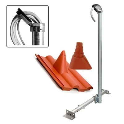 Abbildung von Premium X Basic X120 48 SAT TV Dachsparrenhalter 120cm Mast Dach Sparren Halterung für Satelliten Antenne Satellitenschüssel Dachabdeckung rot Kabeldurchführung ALU Mastkappe
