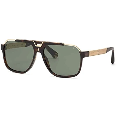 Abbildung von Philipp Plein Unisex SPP046V Sunglasses, 0722 Avana Scura Lucida, 61
