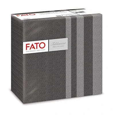 Abbildung von Fato Trockene Papierservietten, Airlaid, Textileffekt, Packung mit 50 Servietten, Größe 40x40 gefaltet in 4, Schwarzes Tweed Muster