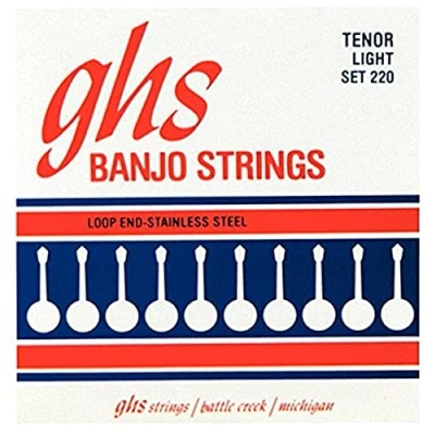 Abbildung von GHS 220 Banjo String Set, 4 String, Loop End, Tenor, Stainless Steel, Light, .009 .028