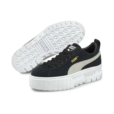 Abbildung von Puma Mayze Sneaker low, Damen, Größe: 36, Black/white Veloursleder