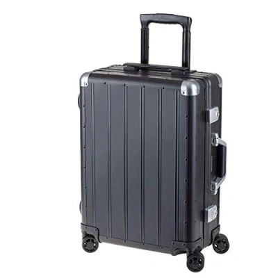 Abbildung von ALUMAXX 45171 Kabinentrolley Orbit, Handgepäck, Rollkoffer aus Aluminium, TSA Schloss, Trolleykoffer mit 4 doppelten 360 Leichtlaufrollen, Alukoffer ca. 54 cm, Schwarz, x 40 20 cm