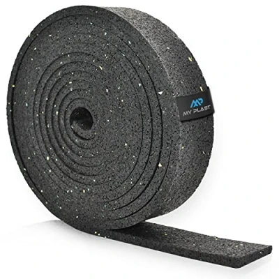 Abbildung von My Plast Antirutschmatte zur Ladungssicherung (5 Meter x 50 mm 10 mm) auch in 6mm, 8mm, 10mm, Bautenschutz Matte, Terrassenpad Rolle für Terrassenbau, Waschmaschinen Unterlage, Gummiunterlage