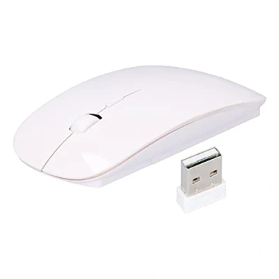 Abbildung von Kabellose Maus für Laptop, 2,4 G Tragbare Schlanke Maus, 3 Einstellbare DPI Stufen, Optische Slient Computermaus mit USB Empfänger, Automatischer Schlafmodus, Ergonomische(Weiß)
