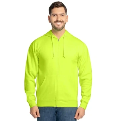 Abbildung von Fruit of the Loom Unisex Eversoft Fleece Hoodies, Pullover &amp; Full Zip, Moisture Wicking Breathable, Sizes S 4x Kapuzenpullover, Sicherheitsgrün mit durchgehendem Reißverschluss, XXX Large