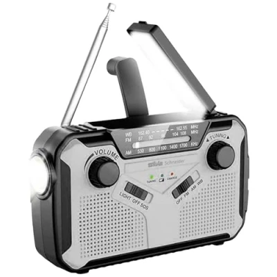 Abbildung von Silva Schneider SOS 112 Notfallradio, USB Handy Ladefunktion, Sirene, Taschenlampe, Leselampe, schwarz grau