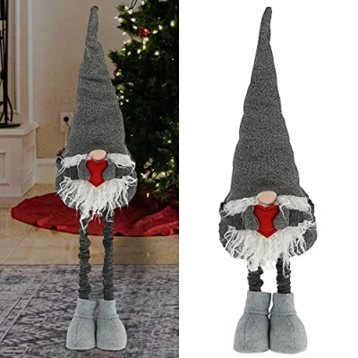 Abbildung von Cepewa Wichtel Wichtelmann UDO Teleskopbeine H120cm zum Aufstellen grau Metall Polyester Weihnachtswichtel Zwerg Weihnachtsdeko (1 x 120cm)