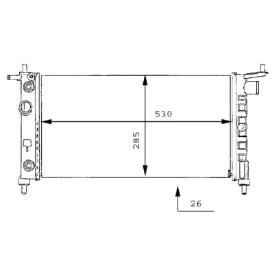 Abbildung von MAHLE ORIGINAL CR 269 000S Kühler, Motorkühlung für Fahrzeuge ohne Klimaanlage 530 285 34 Kühlrippen mechanisch gefügt OPEL: Corsa B Schrägheck