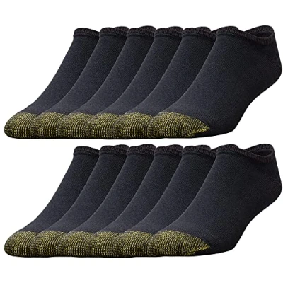 Abbildung von Gold Toe Herren 656f Baumwoll, sichtbar, mehrere Socken, Schwarz (12 Paar), Large (12er Pack)