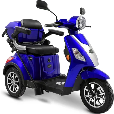 Abbildung von Rolektro E Trike 25 V.3 Pro Dreirad Blau 1000W Elektromobil 70km Reichweite herausnehmbarer Lithium Akku Seniorenmobil mit Straßenzulassung