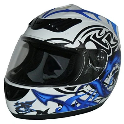 Abbildung von Protectwear Motorradhelm, Integralhelm, Drachendesign (Blau/Weiß), L