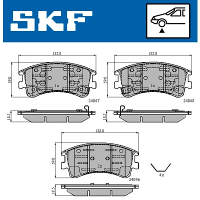 Abbildung von SKF VKBP 80421 A Bremsbelagsatz mit akustischer Verschleißwarnung
