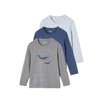 Abbildung von Vertbaudet 3ERPACK MIT WAL Langarmshirt für Kinder, Größe: 98/104, Himmelblau