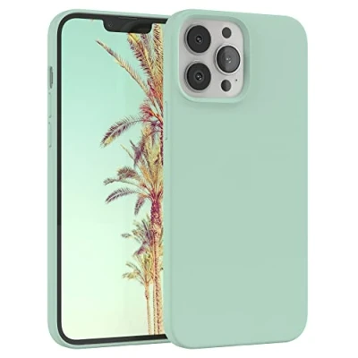 Abbildung von EAZY CASE Premium Silikon Handyhülle kompatibel mit iPhone 13 Pro Max, Slimcover Kameraschutz und Innenfutter, Silikonhülle, Schutzhülle, Bumper, Handy Case, Hülle, Softcase, Mint Grün