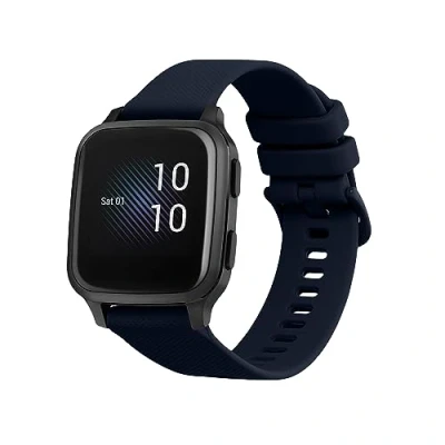 Abbildung von kwmobile Ersatzarmband kompatibel mit Garmin Venu Sq Music/Sq Armband Fitnesstracker Band aus Silikon in Dunkelblau
