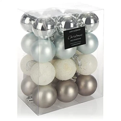 Abbildung von com four® 24x Weihnachtskugel Christbaumkugeln aus Kunststoff für Weihnachten Baumschmuck den Christbaum Christbaumschmuck