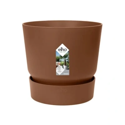 Abbildung von elho Greenville Rund 40 Blumentopf für Innen und Außen Selbstbewässerungstopf 100% Recyceltem Plastik Ø 39.0 x H 36.8 cm Braun/Ingwer Braun