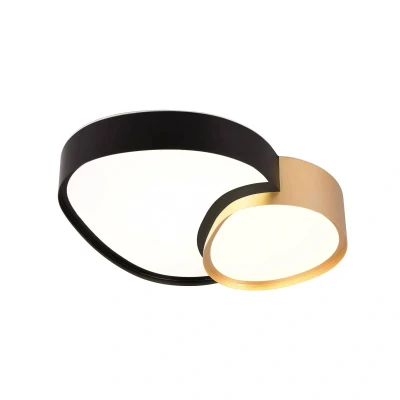 Abbildung von Trio Leuchten Deckenleuchte Rise 647510280, Metall Schwarz matt/Goldfarbig, Schirm Kunststoff Weiß, inkl. 21 Watt LED, Fernbedienung, Dimmbar, Lichtfarbe einstellbar