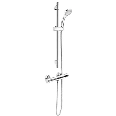 Abbildung von CORNAT Duschsystem &quot;&quot;Fit&quot; verchromt Mit Thermostatarmatur Variabler Bohrlochabstand&quot;, 3 Strahlarten: Normal , Soft Massagestrahl Anti Kalk