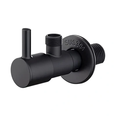 Abbildung von Ibergrif Eckventil 1/2 Zoll Wandanschluss, 3/8 Schlauchanschluss, Eckregulierventil, Waschbecken für Kalt Warmwasser Trinkwasser, Ventil Messing, Schwarz