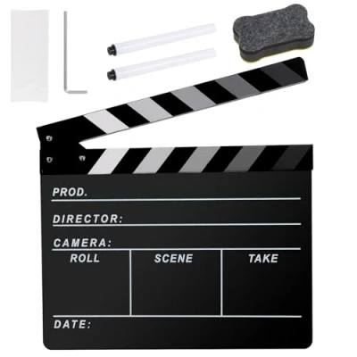 Abbildung von Ribvane Filmregisseur Schindelplatte, Schiefer Fotografie, Video, TV Cut Action Szene Acryl Klöppel Board Requisiten mit einem magnetischen Tafelradierer, zwei benutzerdefinierten Stiften,