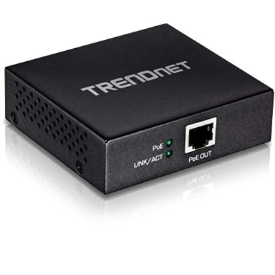 Abbildung von TRENDnet TPE E100 Gigabit PoE+ Extender/Verstärker, Einfacher Port PoE, Power over Ethernet, Verlängert 100 m auf eine Gesamtdistanz von bis zu 200m (656 ft.)