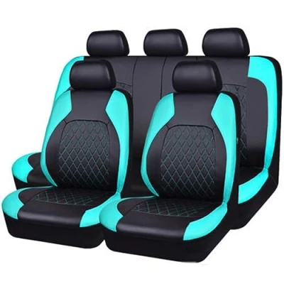 Abbildung von ESUKAR Auto Sitzbezüge Sets für Ford Fiesta’09 MK7 2011 2012 2013 2014 2015 2016 2017, 9 Stück Allwetter rutschfest Wasserdicht Atmungsaktiv Schonbezug Set Sitzkissenschutz,Blue Green_A