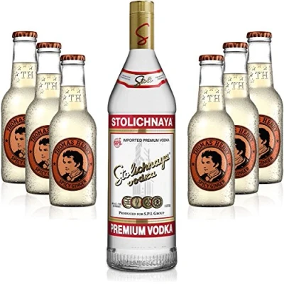 Abbildung von Moscow Mule Set Stolichnaya Vodka 1L (40% Vol) + 6x Thomas Henry Spicy Ginger 200ml Inkl. Pfand MEHRWEG