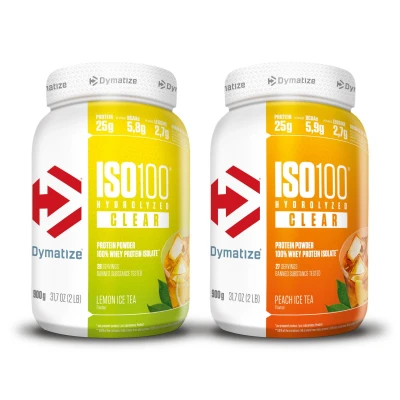 Abbildung von Dymatize ISO 100 Hydrolyzed Clear Whey Protein Bundle Lemon Ice Tea &amp; Peach