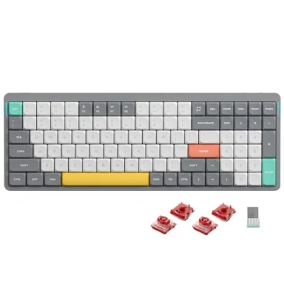 Abbildung von nuphy Air96 V2 Mechanische Tastatur Kabellos mit niedrigem Profil,100 Tasten RGB Hot Swap unterstützt 2.4GHz Wireless/Bluetooth/USB C für PC/Laptop/Windows/Mac Grey Gateron Cowberry Switch