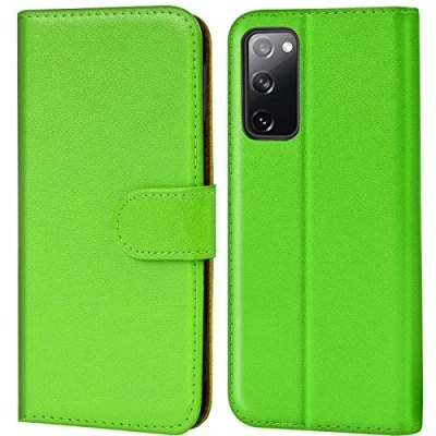 Abbildung von Verco Handyhülle für Samsung Galaxy S20 FE Hülle, Bookcase Tasche Flipcover Case [Kartenfächer/Aufstellfunktion], Grün