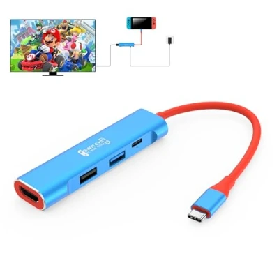Abbildung von RREAKA Switch Dock for Nintendo OLED, 4 in 1 TV Adapter with 4K HDMI, USB 3.0 Port, Type C 100W Charging, Portable Docking Station Travel, Samsung Dex S24, MacBook