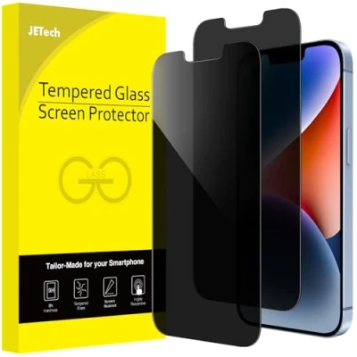 Abbildung von JETech Sichtschutz für iPhone 14 6,1 Zoll, Anti Spähen Privatsphäre Schutzfolie Panzer Schutz Glas Folie Displayschutz, 2 Stück