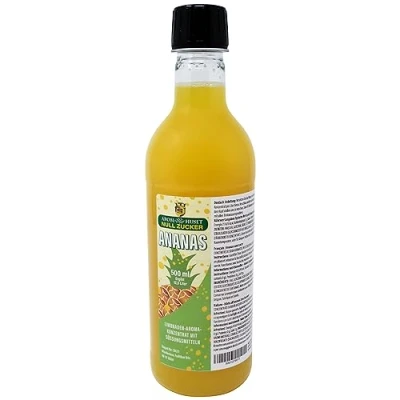 Abbildung von Zero Ananas Soda Konzentrat 1 Flasche 500 ml ergibt 12,5 Liter ohne Zucker für Wassersprudler Softdrink Fertiggetränk kalorienarm Konservierungsstoffe