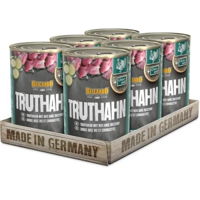 Abbildung von Belcando Super Premium Dose [6x400g Truthahn mit Reis &amp; Zucchini] Nassfutter für Hunde Feuchtfutter Alleinfutter Aller Rassen