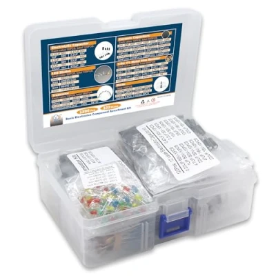 Abbildung von DIYoung 1390 Stück Elektronisches Komponenten Kit, mit LED Dioden, Metallschichtwiderständen, Elektrolytkondensatoren Paket, Keramikkondensatoren, Transistoren, Dioden